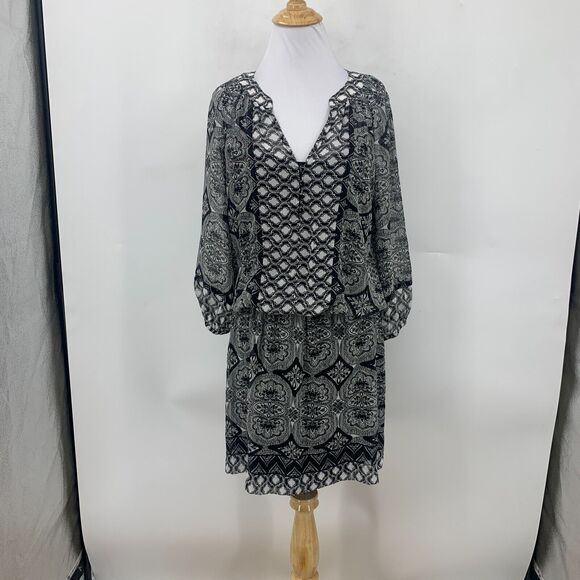 Cache Blouson Dress Womens M Medium 2Pc Semi Sheer Floral Paisley Inner Tank - Picture 2 of 14
